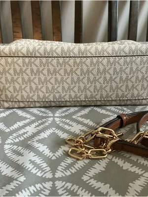 Michael Kors Laila Small Satchel Vanilla Acorn MK Logo Chain Crossbody thumbnail 11