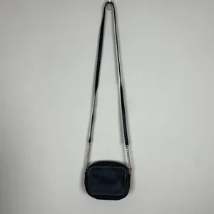 Michael Kors Crossbody‎ Bag Black Leather Gold Chain Strap Zip Card Slots Small thumbnail 7