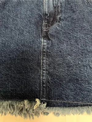 We The Free Dark Blue Denim Mini Skirt with Frayed Hem thumbnail 2