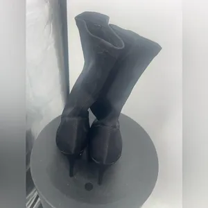 Stiletto Heel Pointed‎ Toe Sock Boots Stretch Knit Ankle Booties Black thumbnail 6