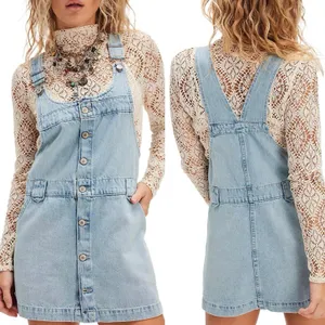 We The Free People‎ Edie Denim Skirtall Sz Large Skirt Overalls Boho Western thumbnail 10