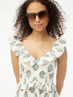 NWT J. Crew Size 8 Blue White Tiered Ruffle Floral Medallion Midi Dress NEW thumbnail 3
