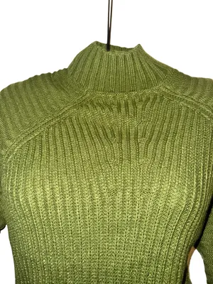 SHEIN Olive Ribbed Turtleneck Sweater Dress thumbnail 3