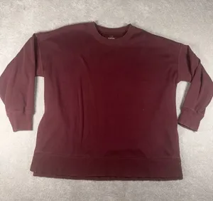 Aerie Women Sweatshirt L Burgundy Oversized Crewneck Fleece Pullover Cozy Loung thumbnail 1