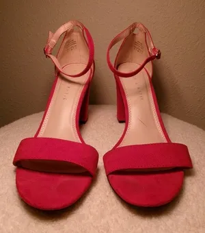 Kelly & Katie Red Open-Toe Ankle-Strap Block Heels thumbnail 1