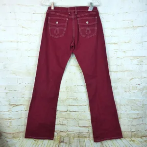 Lucky Brand Snapper Jean Womens 4 27 Burgundy USA Flare Low Rise Y2K F1RG020 thumbnail 2