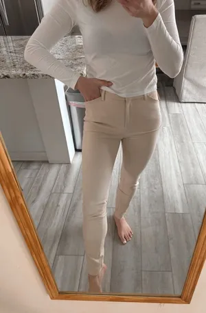 Express Columnist Slim Ankle Pants Beige Stretch Work Office Career Pant Size 6L thumbnail 1