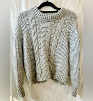 A New Day Cozy Gray Cable Knit Sweater Size XXL thumbnail 1