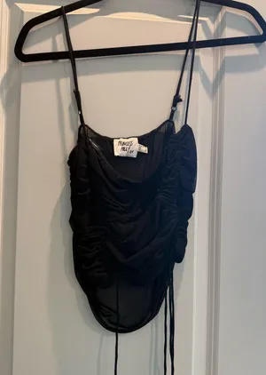 Black Ruched Tank Top- Princess Polly thumbnail 1