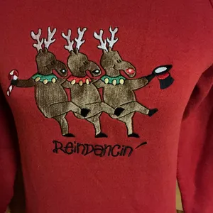 Vtg 80s Reindancing embroidered Holiday Sweatshirt thumbnail 9