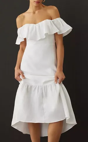 Reformation Baela Linen Dress White Size 8 NWT thumbnail 1