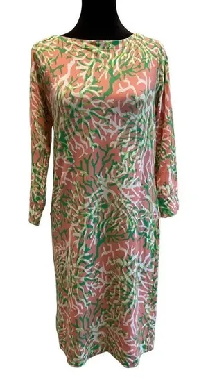 Crown & Ivy Beach Long Sleeve Pink/Coral and Green XS Mini Dress thumbnail 1