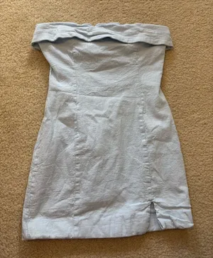 Mable Strapless Fold-Over Light Blue Dress thumbnail 1