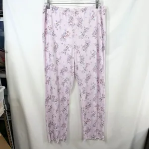 Laura Ashley Large Pajama Set Pink Floral Lettuce Hem Soft Girl Cottagecore 559 thumbnail 3