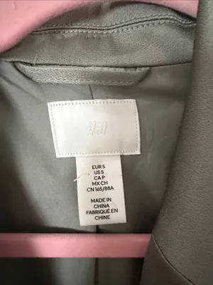 H&M Light sage Double-Breasted Satin Blazer small thumbnail 2