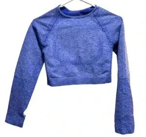 Gymshark BLUE/PURPLE ATHLETIC LONG SLEEVE CROP TOP WITH THUMBHOLES thumbnail 1