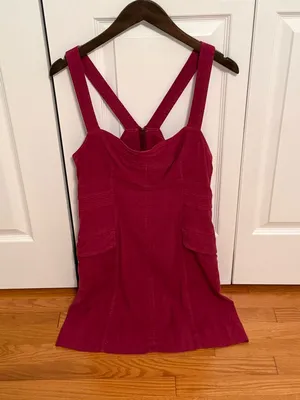 Anthropologie Denim Cargo Mini Dress in Raspberry Pink thumbnail 2