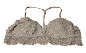 Aerie‎ Eyelash Lace Bralette Womens Size S Gray Racerback Padded T Back Comfort thumbnail 1