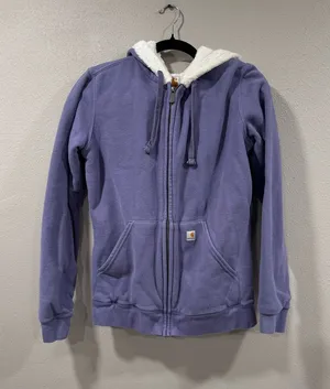 Carhartt Sherpa Fleece Lined Hood Sweatshirt Purple thumbnail 1