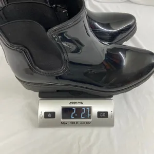 Capelli New York women's black glossy rubber ankle rain boots stretch slip on 11 thumbnail 9