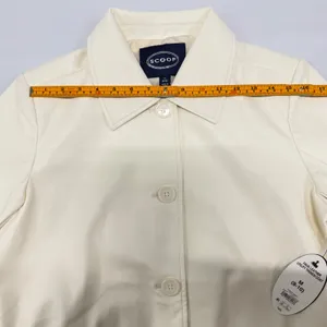 Scoop Cream Faux Leather Utility Trench Coat Womens Size M Longline Jacket NEW thumbnail 4