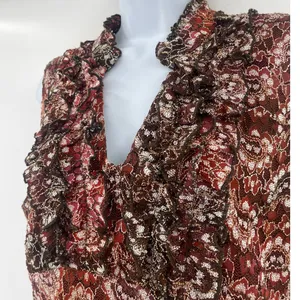 Cato Lace Babydoll Womens Shirt Sz XL Brown Ruffle Boho Y2K Romantic Floral Fall thumbnail 2