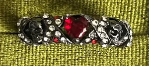 Gothic/Punk Unisex Skull & Red Heart Stainless Steel Statement Ring Size 9 thumbnail 1