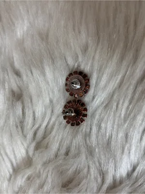 Boho Rustic Gold Tone Flower Rhinestone Stud Earrings thumbnail 3