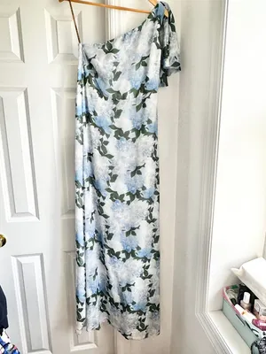 Sachin and Babi Chelsea One-Shoulder Evening Gown Glacial Peonies thumbnail 4