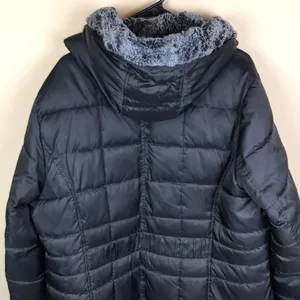 Nautica Women’s Black Puffer Faux Fur Hood Zipper Button-Up Fall Winter Jacket thumbnail 10