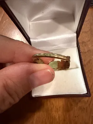 Vintage Adjustable Gold Tone Leaf and Turquoise Cabochon Ring thumbnail 6