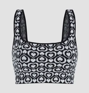 Cider Black and white heart patterned crop sleeveless top never worn thumbnail 1