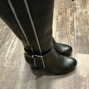New York & Company Black Over-the-Knee Block Heel Boots with Dual Zippers Size 8 thumbnail 15