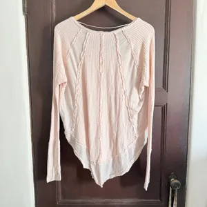 FREE PEOPLE We the Free catalina Pink Waffle Knit Round Hem Drapey Top | Medium thumbnail 6