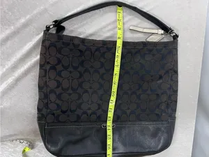 Coach Signature Hobo Bag in Black/Brown signature print canvas monogram pattern thumbnail 5