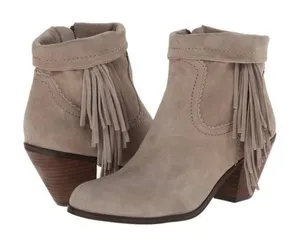 Sam Edelman Size 7.5 Louie Ankle Bootie Distressed Suede Leather‎ Fringe Women's thumbnail 1
