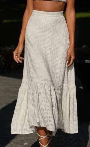 Alamour the Label‎ White Boucle Orelia Midi A-Line Skirt Size XL Bridal Wedding thumbnail 1