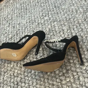 Non Signe Elegant Black Crystal Embellished Slip On Heel Size 7 thumbnail 6