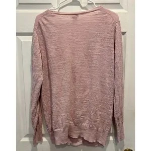 J.Crew‎ Womens Pink Linen Blend V-Neck Button Front Cardigan Sweater L Vacation thumbnail 6