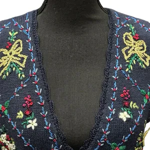 Erika II Holiday Christmas‎ Sweater Vest Embroidered Women's Size Petite Small thumbnail 4