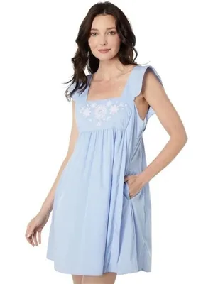 Draper James Maddie Embroidered Babydoll Dress in Blue Stripe XL NEW NWT thumbnail 1
