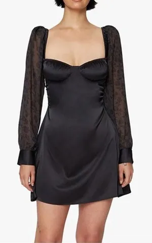 WeWoreWhat Black Puff Sleeve Mini Dress thumbnail 1