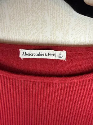 Abercrombie & Fitch Red Ribbed Long Sleeve Top Size Small thumbnail 3