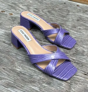 Steve Madden Women Gaia Block Heel Slide Sandals Size 6.5 Violet‎ Faux Leather thumbnail 1