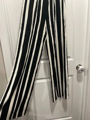 Alice and Olivia Umbrella Stripe Linen Wide Leg Pants Size 2 thumbnail 7