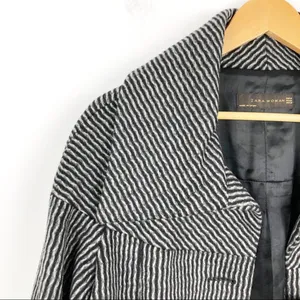 Zara wool retro jacket with big buttons gray and black pattern, wide sleeves M thumbnail 4