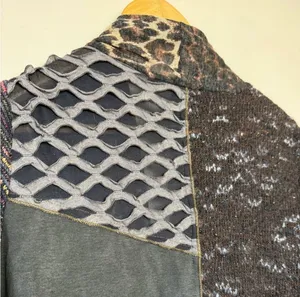 CLEARANCE! Brown Dor Dor Couture Multi Pattern Open Sweater Size M EUC Size M thumbnail 5