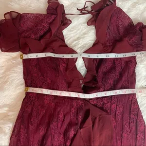 For Love and Lemons Daphne Bordeaux dress thumbnail 5