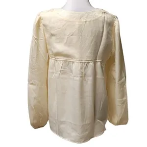 Ivory V Neck Blouse Top Long‎ Balloon Sleeve Neutral Clean Girl Going Out SizeM thumbnail 4