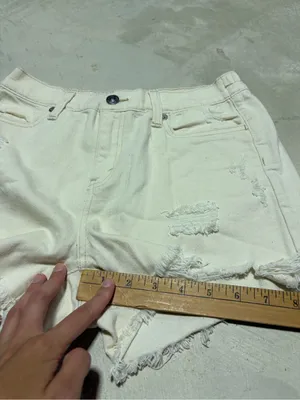 Aerie cream Distressed Denim Shorts XS thumbnail 5